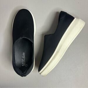 J Slides Slip On Black Shoe Platform Comfort Slides White Soles Womens Size 8